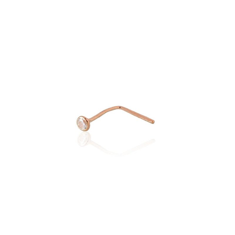 Золотой пирсинг в нос, Красное Золото 585°, Цирконы