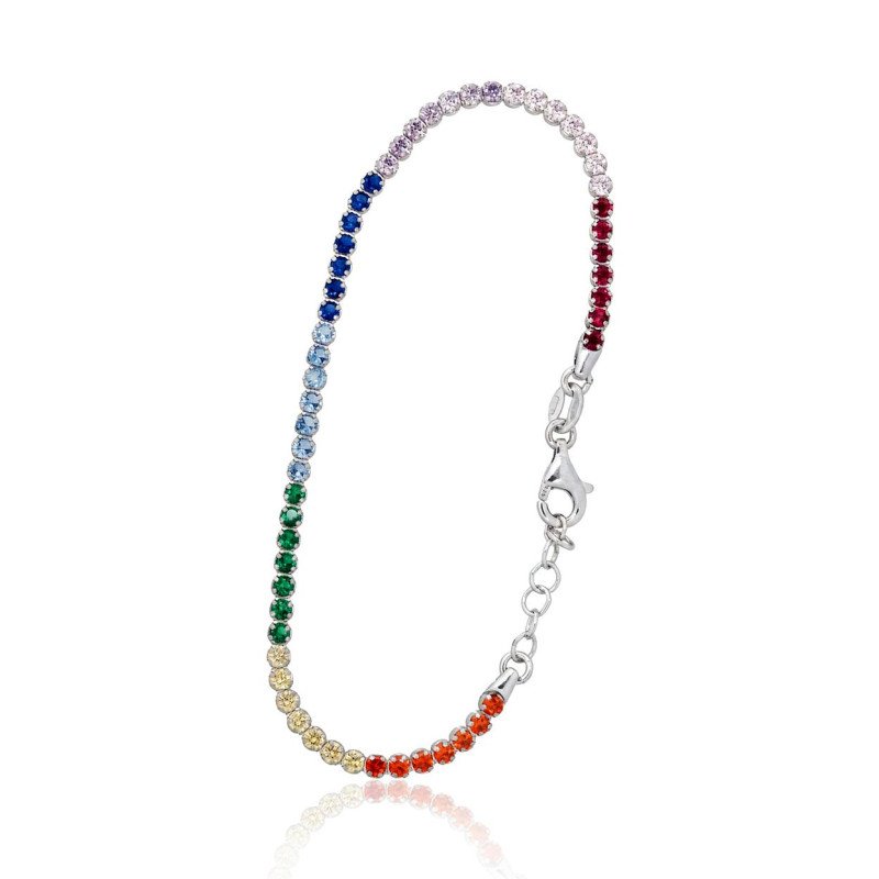 Серебряный браслет, Серебро 925°, родий (покрытие), Цирконы