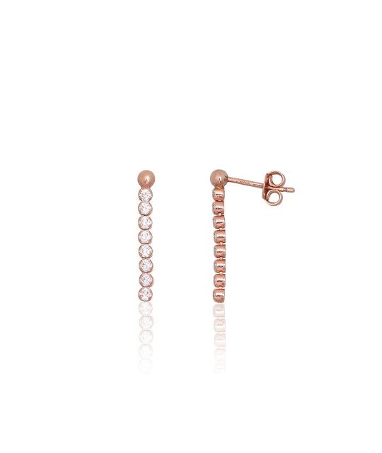 Sidabriniai auskarai –pusetai, Sidabras 925°, raudonas auksas (padengti), Cirkonai