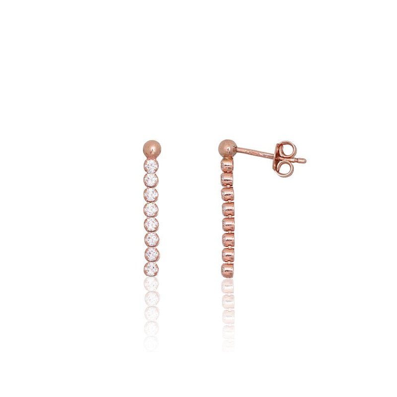 Sidabriniai auskarai –pusetai, Sidabras 925°, raudonas auksas (padengti), Cirkonai