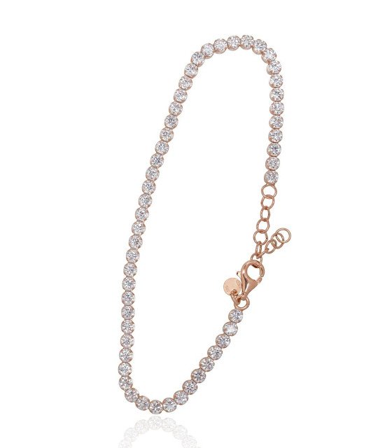 Серебряный браслет, Серебро 925°, красное золото (покрытие), Цирконы