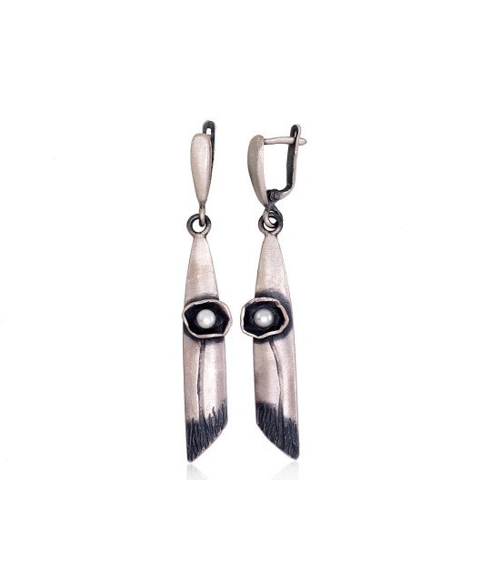 Sudraba auskari, Sudrabs 925°, oksids (pārklājums), Pērles