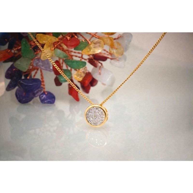 Gold pendant, Yellow Gold 585°, Rhodium (Plating), Diamonds