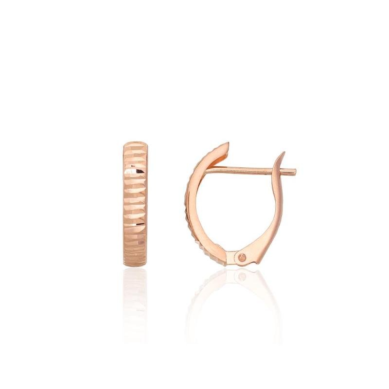 Gold earrings with 'english' lock, Red Gold 585°