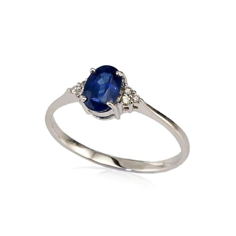 Gold ring, White Gold 585°, Diamonds, Sapphire