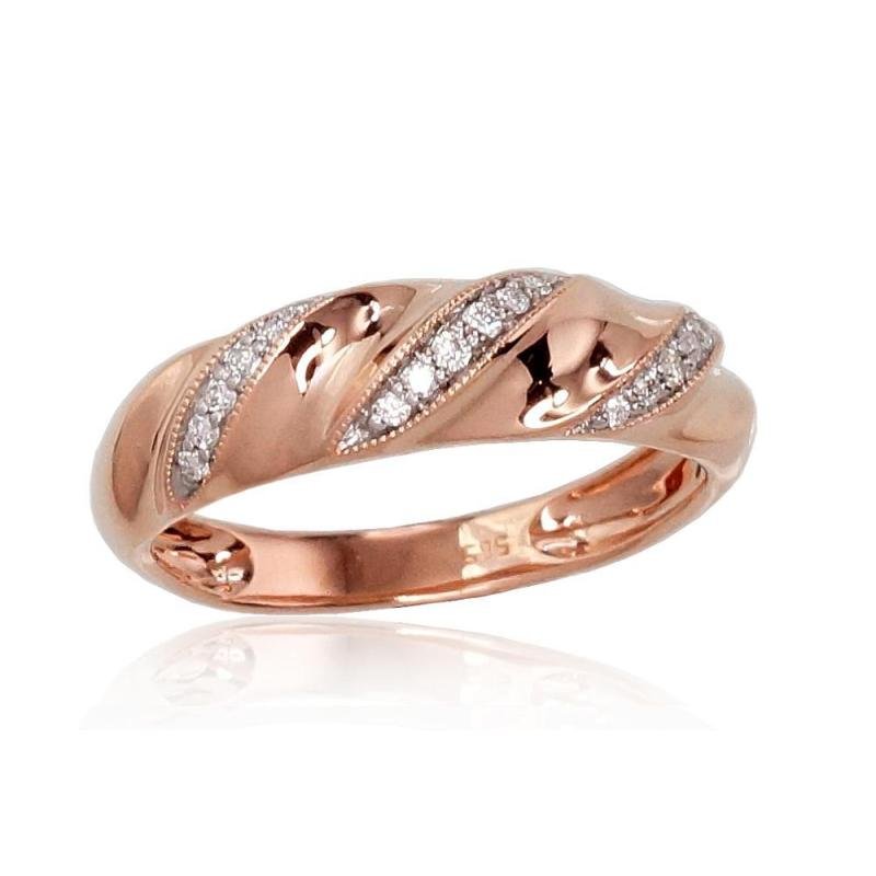 Gold ring, Red Gold 585°, Rhodium (Plating), Diamonds