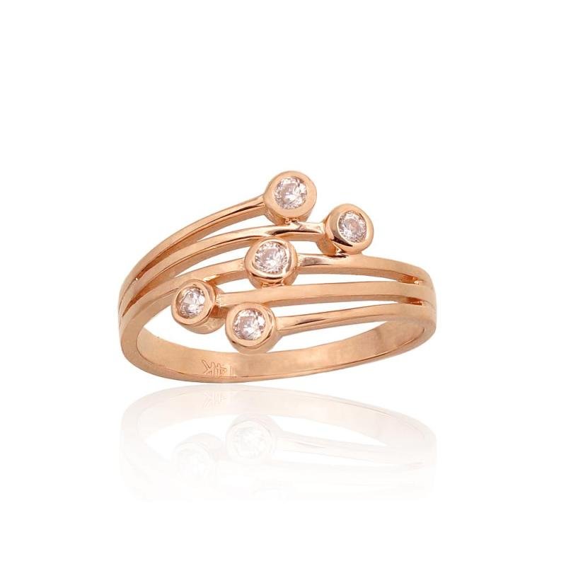 Gold ring, Red Gold 585°, Zirkons