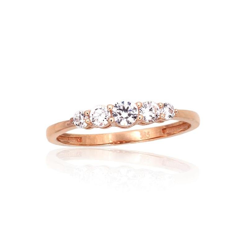 Gold ring, Red Gold 585°, Zirkons