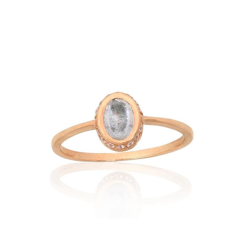 Gold ring, Red Gold 585°, Zirkons, Sky Blue Topaz