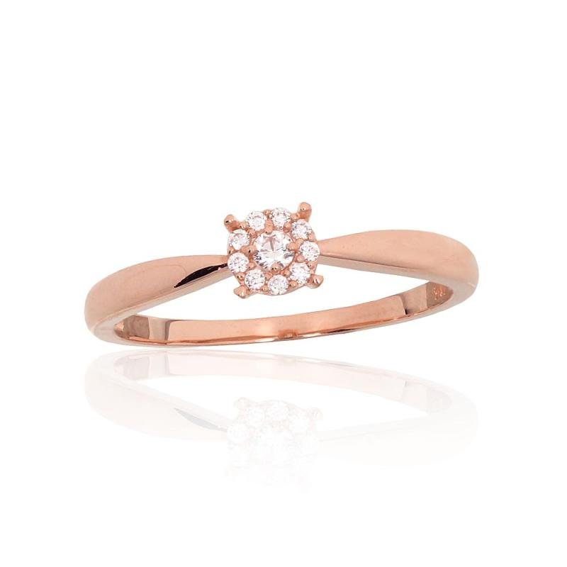 Gold ring, Red Gold 585°, Zirkons