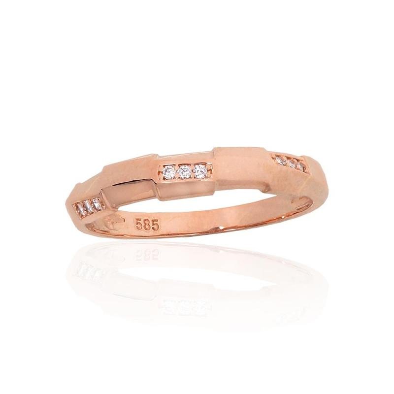 Gold ring, Red Gold 585°, Zirkons