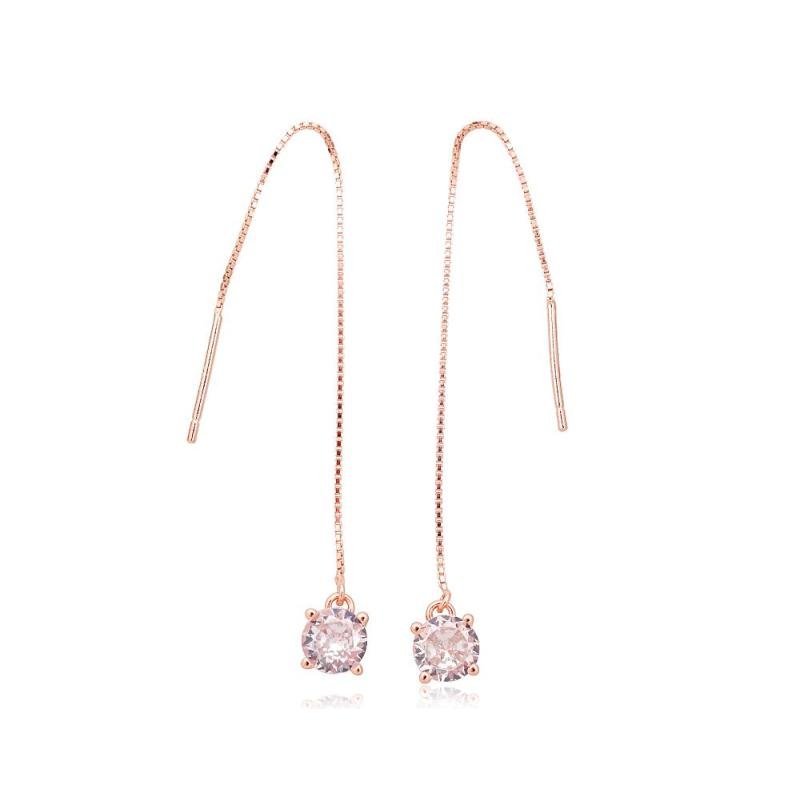 Серебряные серьги, Серебро 925°, красное золото (покрытие), Цирконы