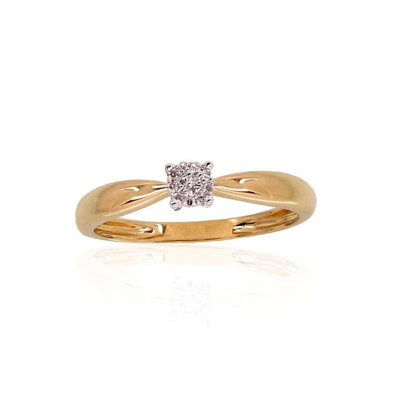 Gold ring, Yellow Gold 585°, Rhodium (Plating), Diamonds