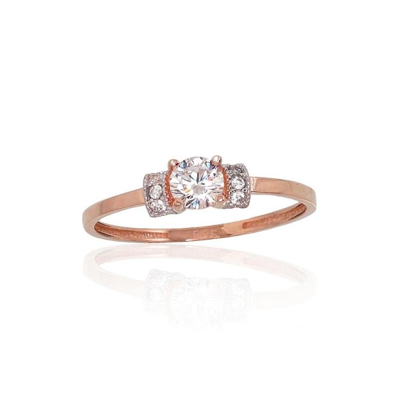 Kuldsõrmus, Punane Kuld 585°, roodium (kate), Tsirkonid