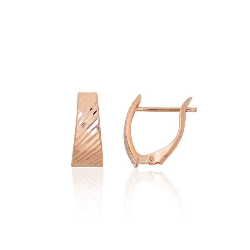 Золотые серьги на английском замке, Красное Золото 585°