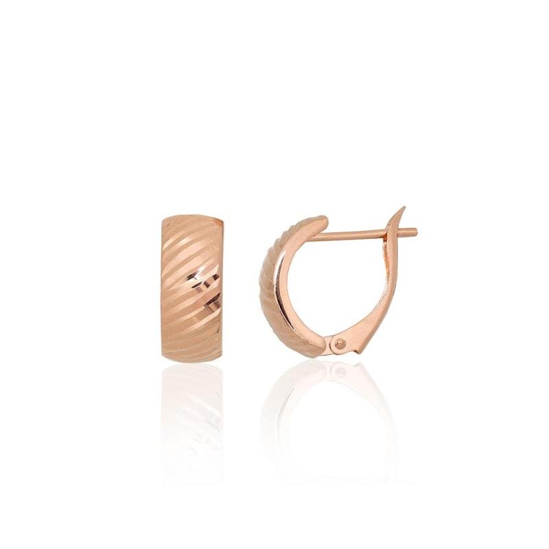 Gold earrings with 'english' lock, Red Gold 585°
