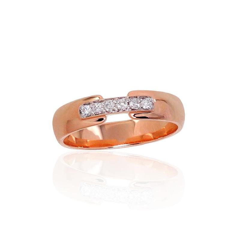 Gold ring, Red Gold 585°, Rhodium (Plating), Diamonds