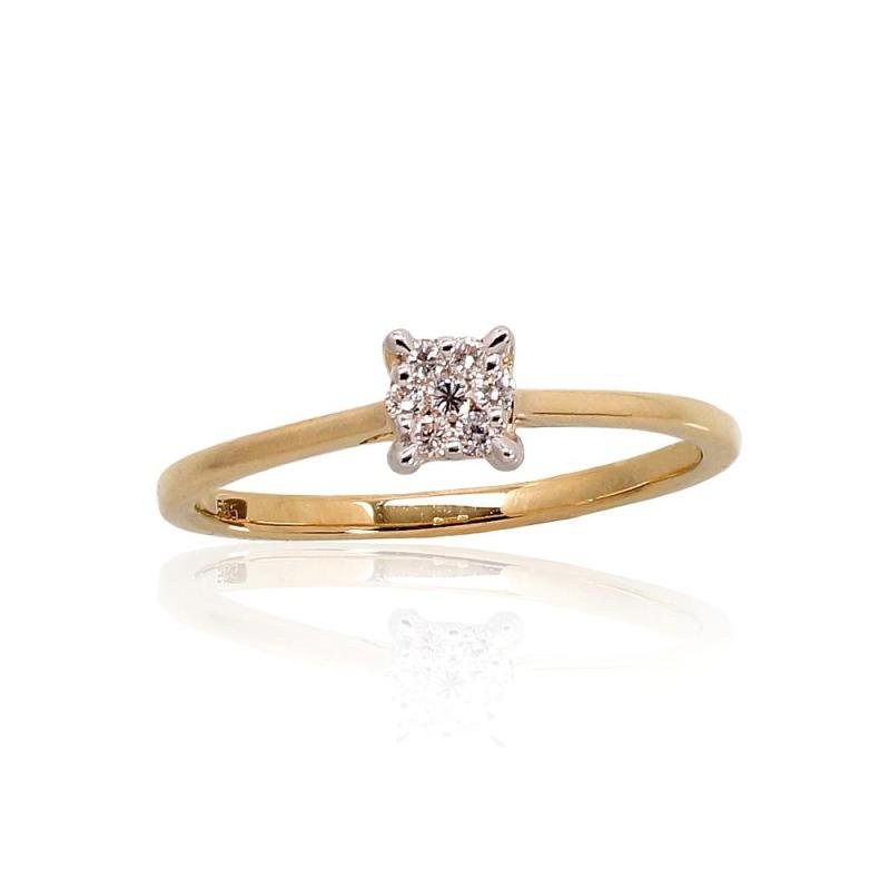 Gold ring, Yellow Gold 585°, Rhodium (Plating), Diamonds