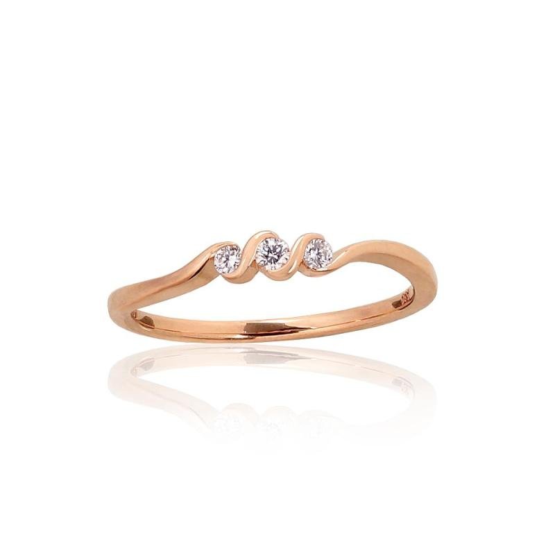 Gold ring, Red Gold 585°, Diamonds