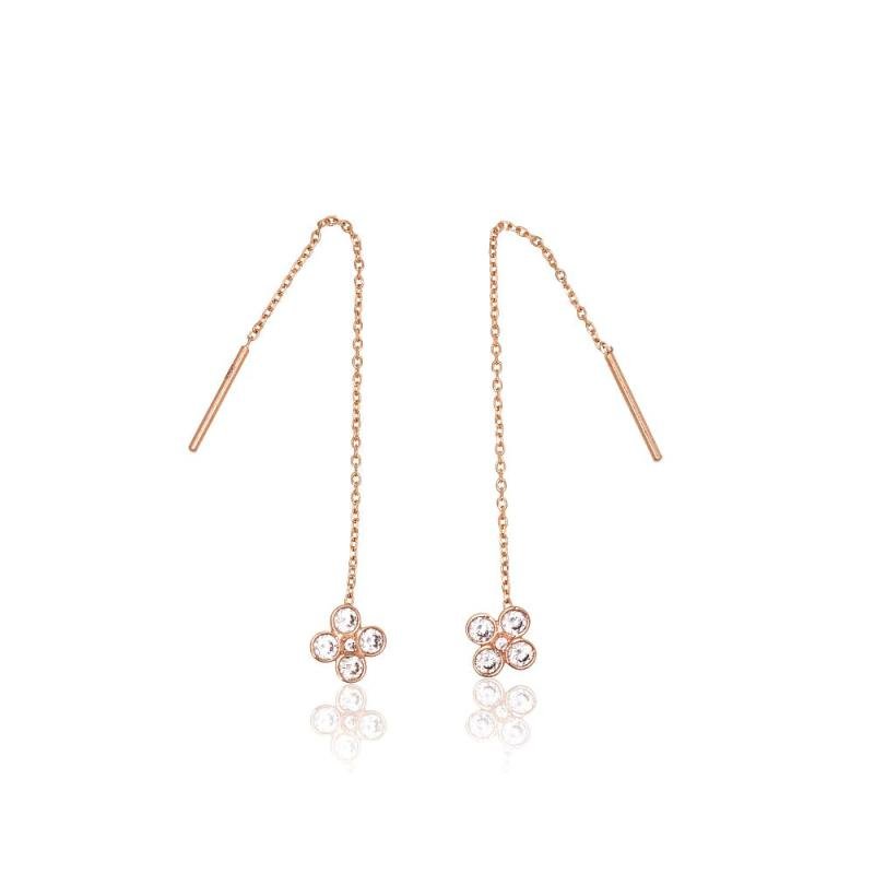 Золотые серьги, Красное Золото 585°, Цирконы