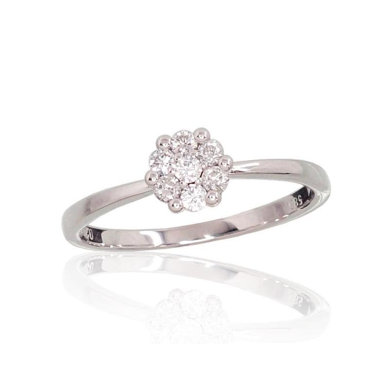 Gold ring, White Gold 585°, Diamonds