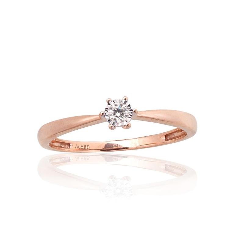 Gold ring, White/Red Gold 585°, Diamonds