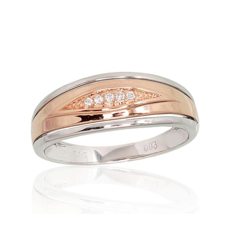 Gold ring, White/Red Gold 585°, Diamonds