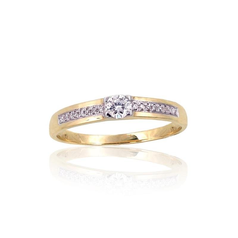 Gold ring, Yellow Gold 585°, Rhodium (Plating), Diamonds