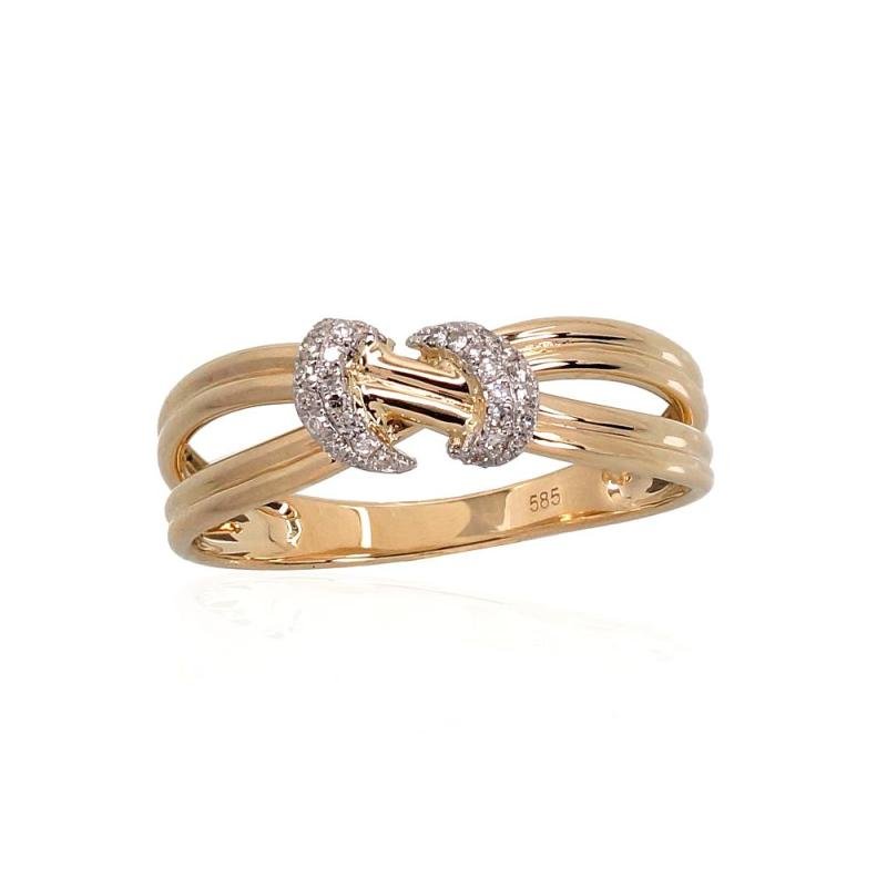 Gold ring, Yellow Gold 585°, Rhodium (Plating), Diamonds