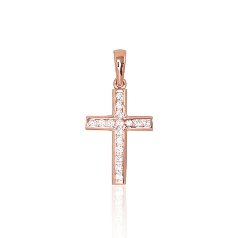 Золотой кулон, Красное Золото 585°, Цирконы