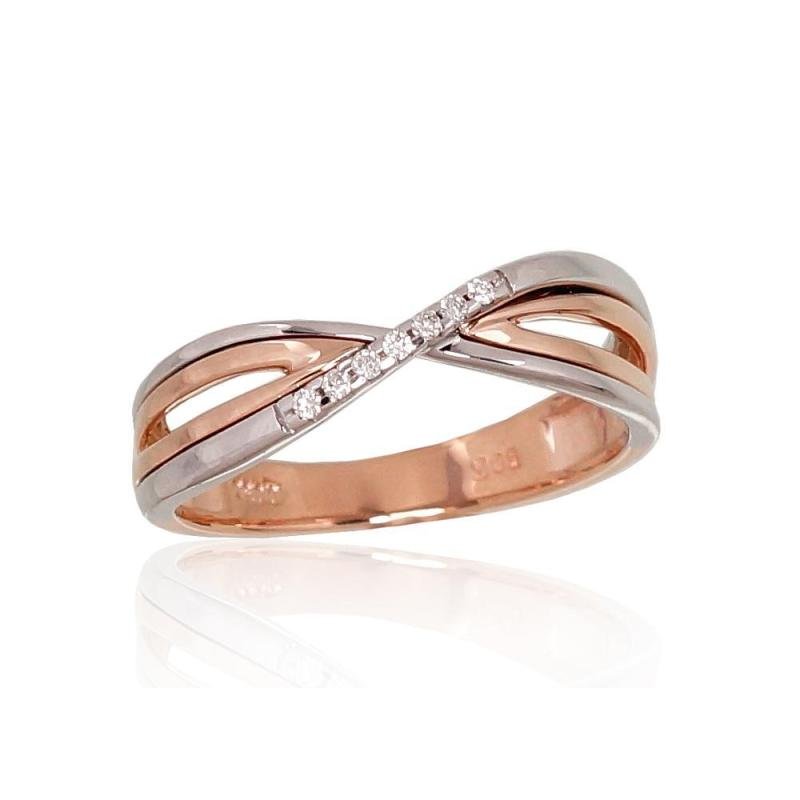 Gold ring, White/Red Gold 585°, Diamonds