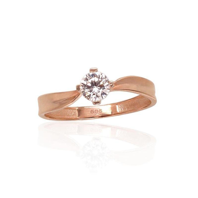 Gold ring, Red Gold 585°, Zirkons