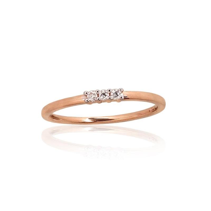 Gold ring, Red Gold 585°, Rhodium (Plating), Diamonds