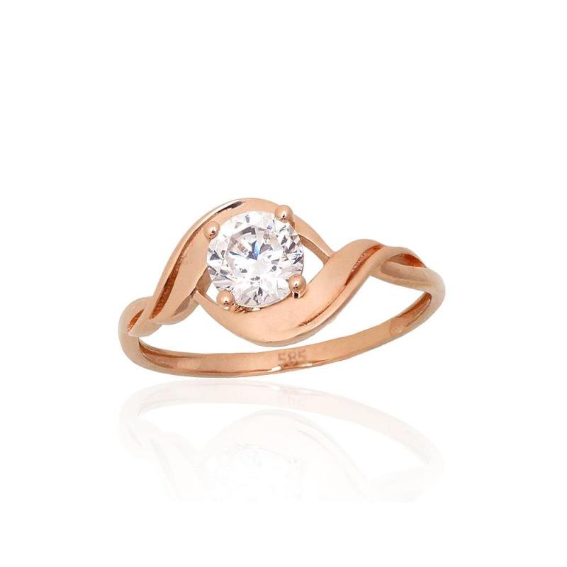 Gold ring, Red Gold 585°, Zirkons