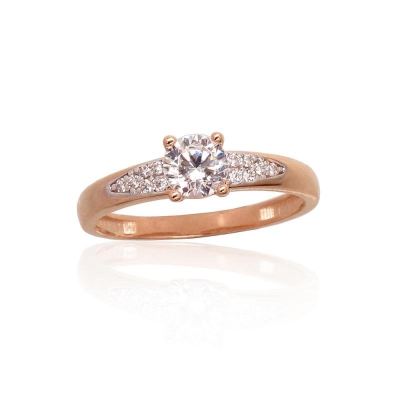 Золотое кольцо, Красное Золото 585°, родий (покрытие), Цирконы