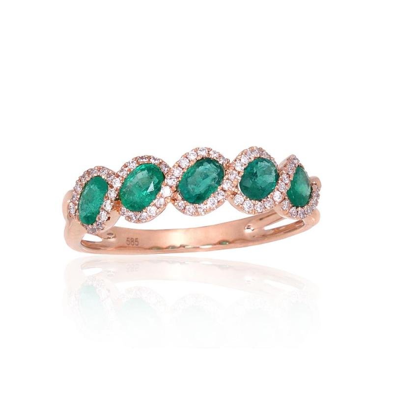 Kuldsõrmus, Punane Kuld 585°, Briljant, Smaragd