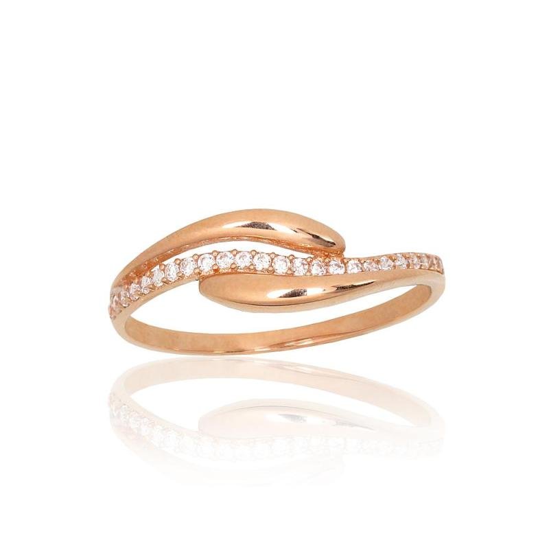 Gold ring, Red Gold 585°, Zirkons