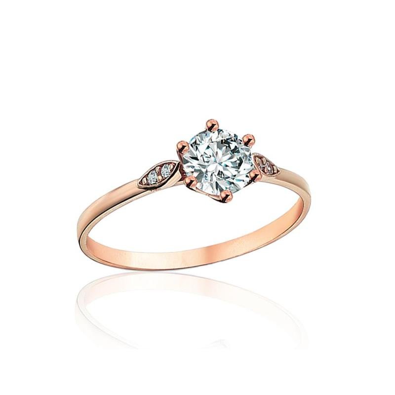 Auksinis žiedas, Raudonas Auksas 585°, Cirkonai