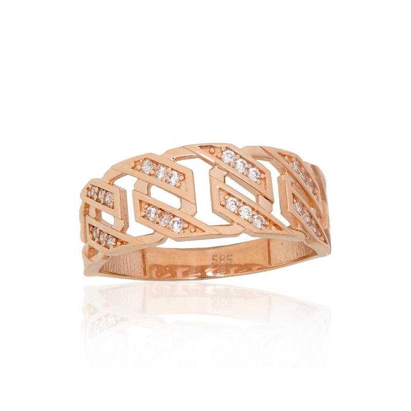 Gold ring, Red Gold 585°, Zirkons