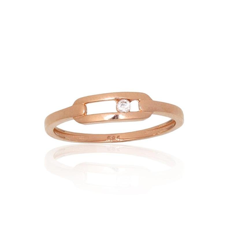 Gold ring, Red Gold 585°, Zirkons