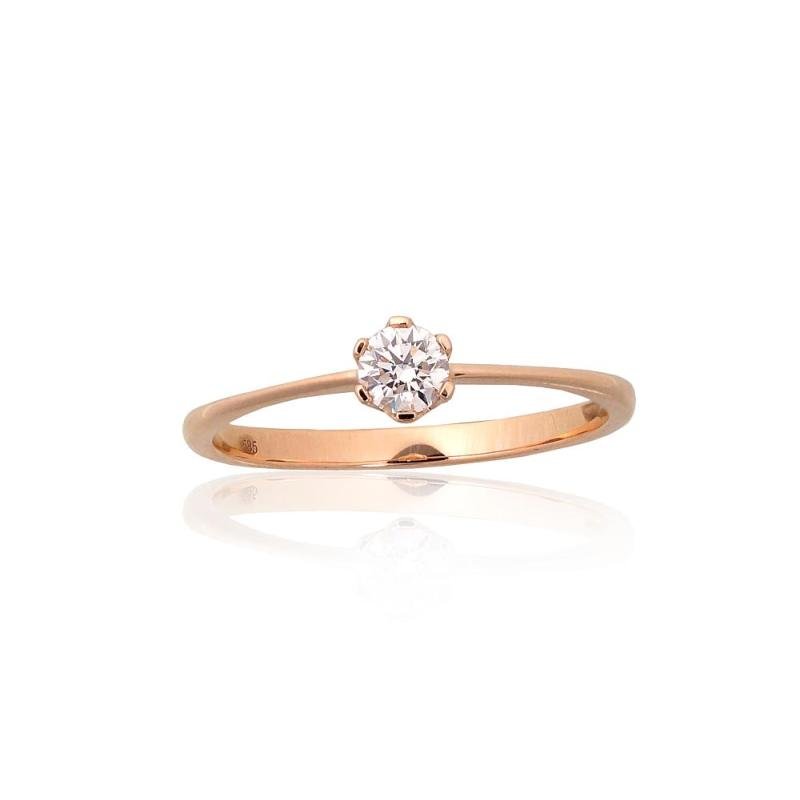 Gold ring, Red Gold 585°, Diamonds