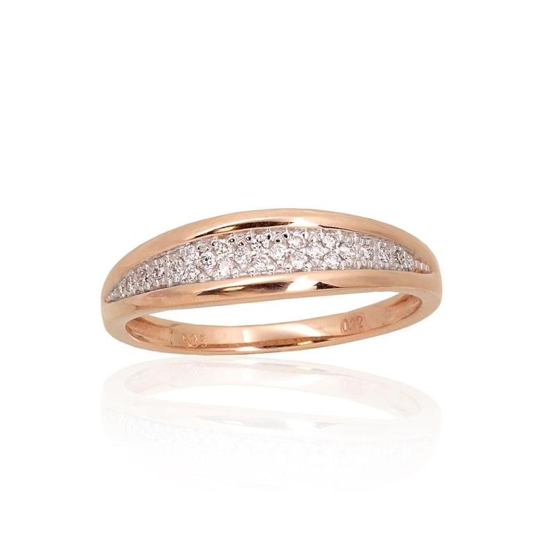 Gold ring, Red Gold 585°, Rhodium (Plating), Diamonds