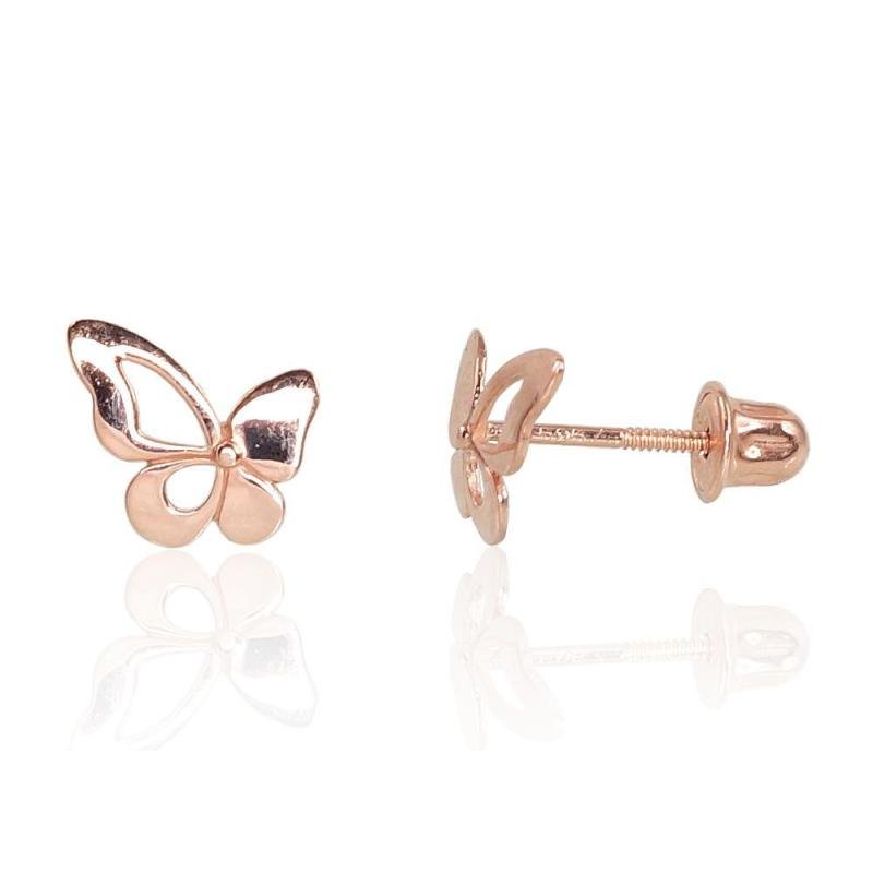 Gold screw studs earrings, Red Gold 585°