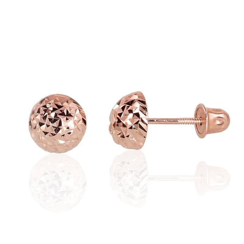 Gold screw studs earrings, Red Gold 585°