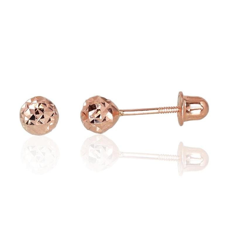 Gold screw studs earrings, Red Gold 585°