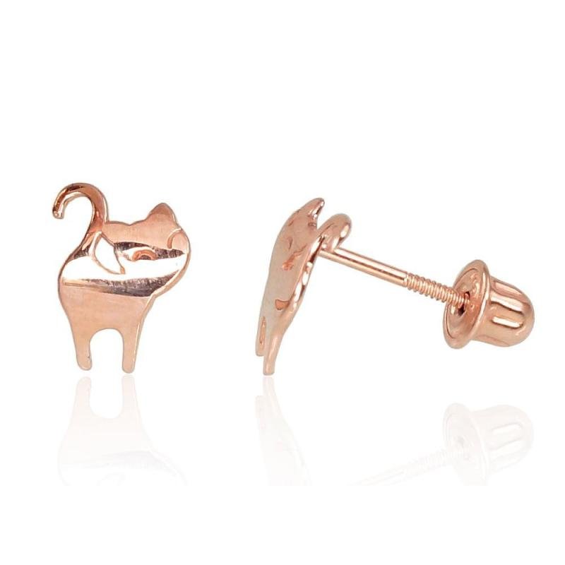 Gold screw studs earrings, Red Gold 585°