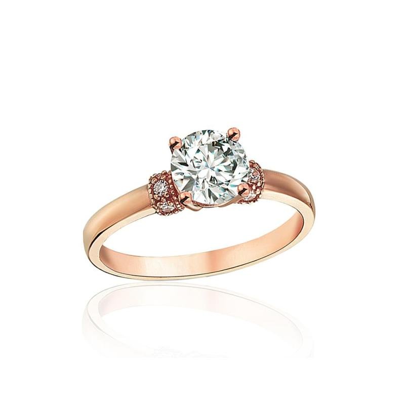 Gold ring, Red Gold 585°, Zirkons