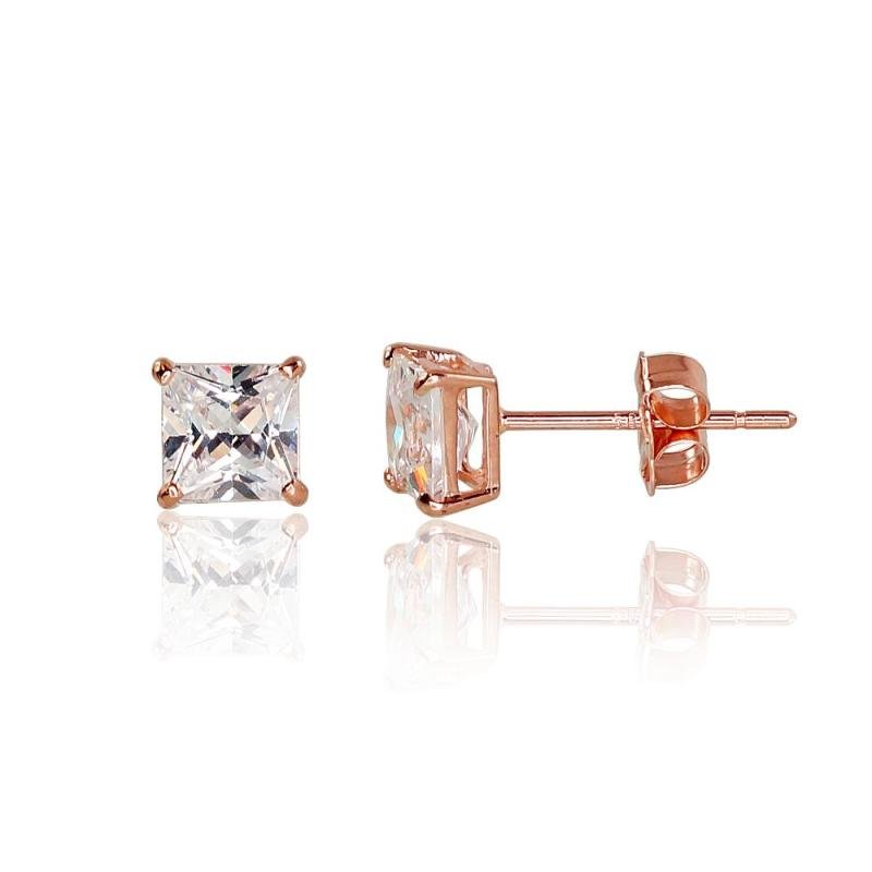 Zelta auskari-puseti, Sarkanais Zelts 585°, Cirkoni