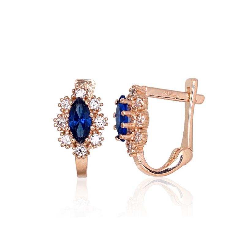 'Inglise' sulguriga kullast kõrvarõngad, Punane Kuld 585°, Tsirkonid