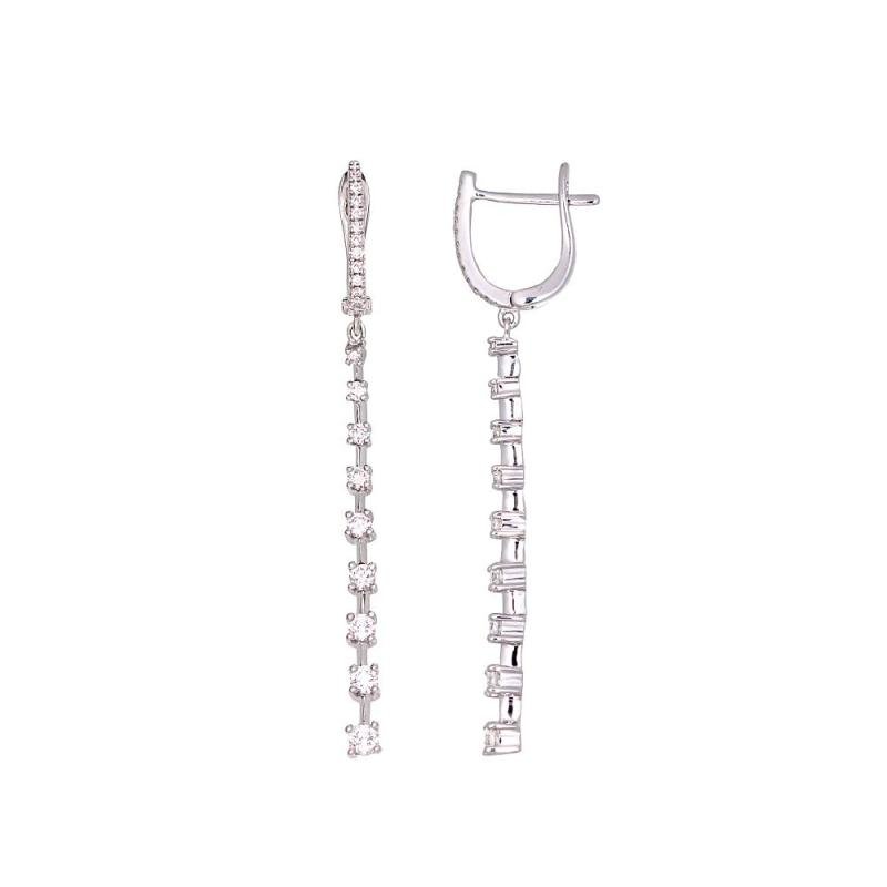 Gold earrings with 'english' lock, White Gold 585°, Diamonds